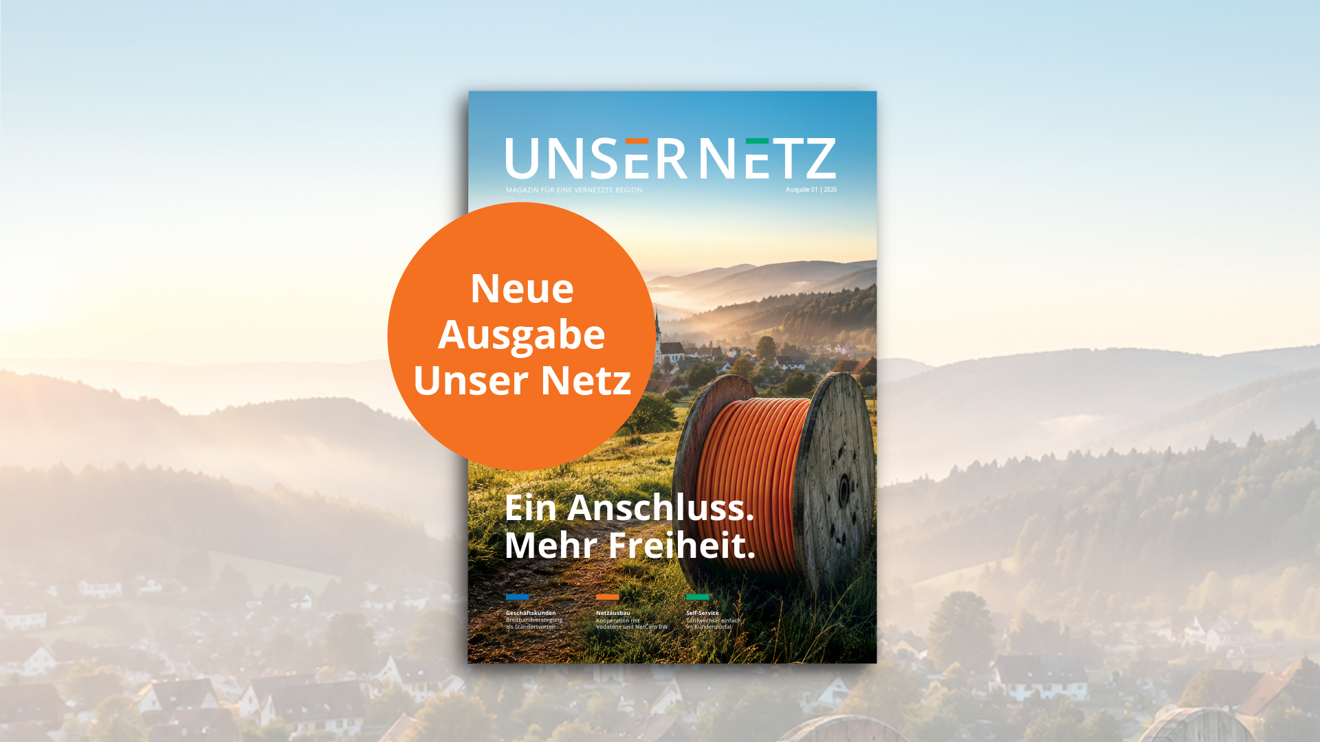 Das Bild zeigt das Cover der neuen Print-Ausgabe des Stiegeler-Kundenmagazins Unser Netz.